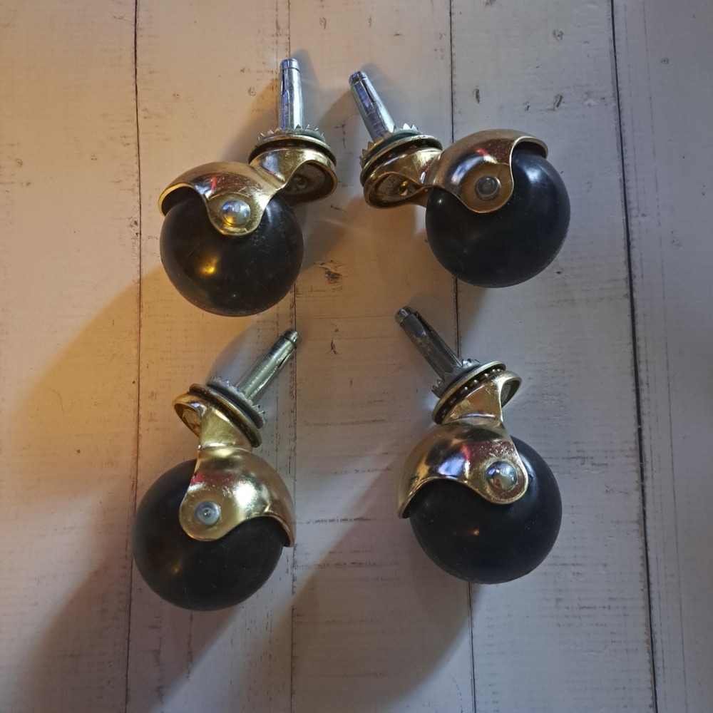 2" Ball Caster Wheels, casters Set of 4 Brass Vintage Antique Caster 5/16" x11
